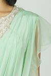 Bombae By Deepika Reddy_Green Blouse Silk Embellished Pre-draped Saree_at_Aza_Fashions