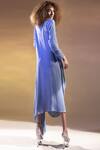 Shop_Abhishek Sharma_Blue Textured Crepe Bateau Draped Cowl Dress _at_Aza_Fashions