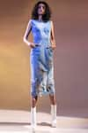 Buy_Abhishek Sharma_Blue Denim Round Midi Dress  _at_Aza_Fashions