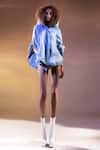 Buy_Abhishek Sharma_Blue Denim Hoodie Cape_at_Aza_Fashions