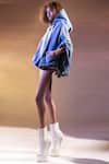 Abhishek Sharma_Blue Denim Hoodie Cape_Online_at_Aza_Fashions