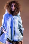 Buy_Abhishek Sharma_Blue Denim Hoodie Cape_Online_at_Aza_Fashions