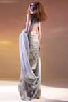 Shop_Abhishek Sharma_Grey Silk Organza Embroidered Saree  _at_Aza_Fashions