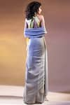 Shop_Abhishek Sharma_Grey Chiffon Saree  _at_Aza_Fashions