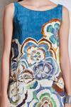 Ritu Kumar_Blue Crepe, Viscose Round Printed Dress_at_Aza_Fashions