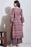 Shop_Ritu Kumar_Brown Cotton Slub Round Printed Kurta And Palazzo Set_at_Aza_Fashions