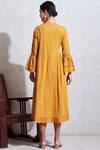 Shop_Ritu Kumar_Yellow Dobby Round Textured Kurta_at_Aza_Fashions