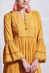 Shop_Ritu Kumar_Yellow Dobby Round Textured Kurta_Online_at_Aza_Fashions