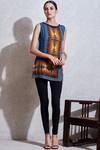 Buy_Ritu Kumar_Multi Color Rayon Round Printed Short Tunic_at_Aza_Fashions