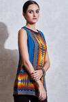 Ritu Kumar_Multi Color Rayon Round Printed Short Tunic_Online_at_Aza_Fashions