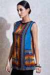 Buy_Ritu Kumar_Multi Color Rayon Round Printed Short Tunic_Online_at_Aza_Fashions