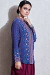Ritu Kumar_Blue Rayon Band Printed Short Tunic_Online_at_Aza_Fashions