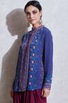 Buy_Ritu Kumar_Blue Rayon Band Printed Short Tunic_Online_at_Aza_Fashions
