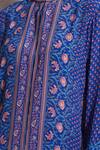 Ritu Kumar_Blue Rayon Band Printed Short Tunic_at_Aza_Fashions