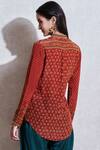 Shop_Ritu Kumar_Red Rayon Band Printed Short Tunic_at_Aza_Fashions