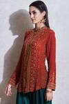 Buy_Ritu Kumar_Red Rayon Band Printed Short Tunic_Online_at_Aza_Fashions