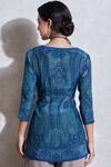 Shop_Ritu Kumar_Blue Rayon Round Printed Short Tunic_at_Aza_Fashions