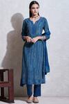 Buy_Ritu Kumar_Blue Round Printed Kurta Set_at_Aza_Fashions