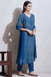 Ritu Kumar_Blue Round Printed Kurta Set_Online_at_Aza_Fashions