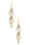Shop_Just Shradhas_Gold Plated Pearls Kundan Dangler Earrings _at_Aza_Fashions