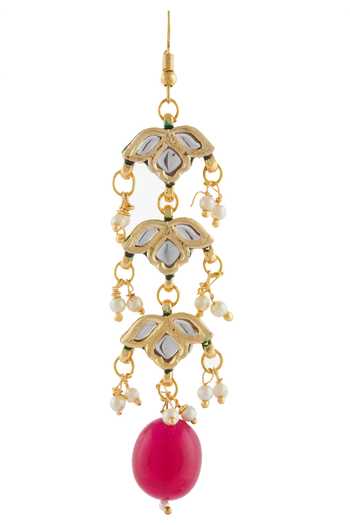 Buy_Just Shradhas_Gold Plated Pearls Kundan Tiered Dangler Earrings _at_Aza_Fashions