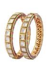 Shop Just Shradhas Gold Plated Enamel Stone Bangle Set Of 2 at Aza Fashions Shop_Just Shradhas_Gold Plated Enamel Stone Bangle Set Of 2_at_Aza_Fashions