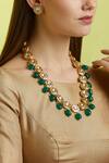 Buy_Just Shradhas_Gold Plated Imitation Diamonds Stone Necklace Set_at_Aza_Fashions
