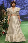 POOJA SHROFF_White Chanderi Lehenga Set_Online_at_Aza_Fashions