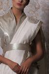 Shop_Pooja Shroff_White Chanderi Floral Saree_at_Aza_Fashions