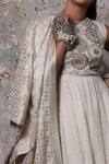 Shop_Pooja Shroff_White Self Chanderi Embellished Anarkali With Kimono_at_Aza_Fashions