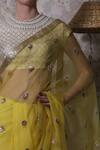Shop_Pooja Shroff_Yellow Organza Chanderi Saree With Blouse_at_Aza_Fashions