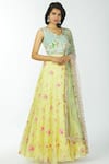 Buy_Neha Mehta Couture_Yellow Organza Round Embroidered Lehenga Set _at_Aza_Fashions