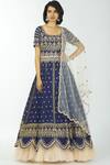 Neha Mehta Couture_Blue Silk Round Anarkali With Dupatta _Online_at_Aza_Fashions