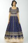 Buy_Neha Mehta Couture_Blue Silk Round Anarkali With Dupatta _Online_at_Aza_Fashions