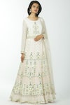 Buy_Neha Mehta Couture_White Lucknowi Round Anarkali With Dupatta _at_Aza_Fashions