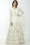 Buy_Neha Mehta Couture_White Lucknowi Round Anarkali With Dupatta _Online_at_Aza_Fashions