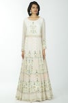 Shop_Neha Mehta Couture_White Lucknowi Round Anarkali With Dupatta _Online_at_Aza_Fashions