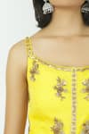 Neha Mehta Couture_Yellow Georgette Round Embellished Kurta Sharara Set _at_Aza_Fashions