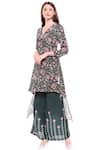 Buy_Soup By Sougat Paul_Green V Neck Printed Kurta Palazzo Set _Online_at_Aza_Fashions