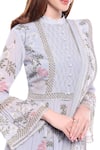 Shop_Soup By Sougat Paul_Blue Net, Crepe Band Printed Kurta Sharara Set _Online_at_Aza_Fashions