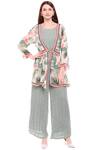 Buy_Soup By Sougat Paul_White Chiffon Round Printed Jumpsuit With Jacket _at_Aza_Fashions