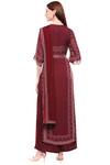 Shop_Soup by Sougat Paul_Maroon Chiffon Round Printed Kurta Palazzo Set _at_Aza_Fashions