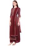 Buy_Soup by Sougat Paul_Maroon Chiffon Round Printed Kurta Palazzo Set _Online_at_Aza_Fashions