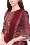 Shop_Soup by Sougat Paul_Maroon Chiffon Round Printed Kurta Palazzo Set _Online_at_Aza_Fashions