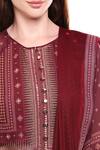 Soup by Sougat Paul_Maroon Chiffon Round Printed Kurta Palazzo Set _at_Aza_Fashions