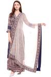 Soup by Sougat Paul_Blue Chiffon V Neck Printed Kurta Palazzo Set For Women_Online_at_Aza_Fashions