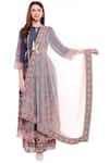 Soup By Sougat Paul_Blue Net, Chiffon, Muslin Slub Round Printed Kurta Palazzo Set _Online_at_Aza_Fashions