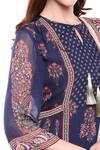 Soup By Sougat Paul_Blue Net, Chiffon, Muslin Slub Round Printed Kurta Palazzo Set _at_Aza_Fashions