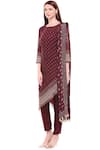 Buy_Soup By Sougat Paul_Maroon Chiffon, Satin Round Printed Kurta Set _Online_at_Aza_Fashions