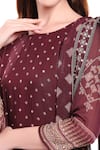 Soup By Sougat Paul_Maroon Chiffon, Satin Round Printed Kurta Set _at_Aza_Fashions